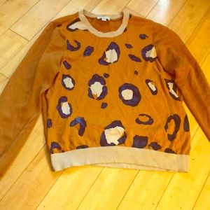 Yellow/blue leopard print sweater